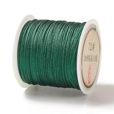 Imagem de Cordão de nylon de 0,8 mm para pulseiras, fabricação de joias, nó chinês, cordão de nylon para contas trançadas, pulseiras da amizade, colares de macramê, artesanato faça você mesmo, verde escuro