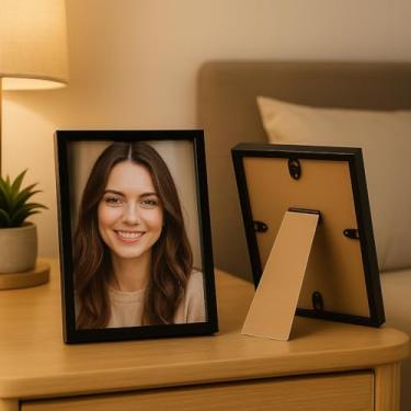 Imagem de Porta-retrato de 10 x 15 cm, 1 pacote, moldura para exibição de fotos, mesa e parede, preta