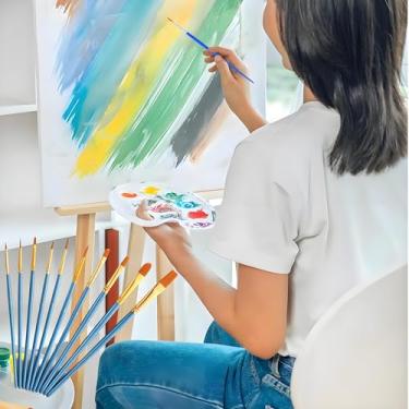 Imagem de Conjunto de 10 pincéis de tinta, pincéis de nylon com ponta redonda e ponta pontiaguda, pincéis profissionais de acrílico para aquarela a óleo para rosto, unhas, corpo, arte, modelo, pintura em