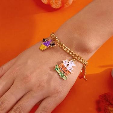 Imagem de Pulseira feminina de Halloween com pingente de bijuteria de Natal, decoração de fantasia para adultos