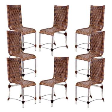 Imagem de 8 Cadeiras Haiti Em Alumínio Para Cozinha Piscina Edícula Argila