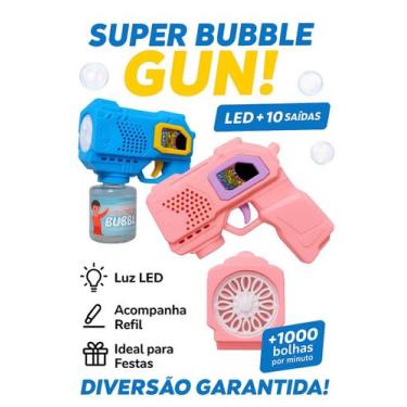 Imagem de Máquina de Bolhas Infantil LED  Múltiplas Saídas (AZUL) - Bubble Gun