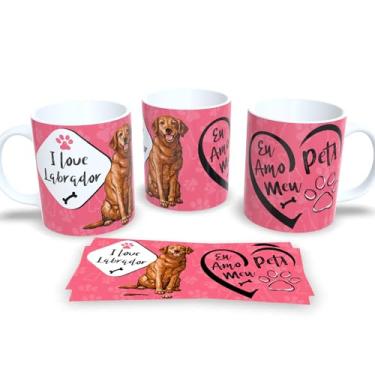 Imagem de Caneca de Porcelana Estampa Cachorro Pet Dog (I Love Labrador)