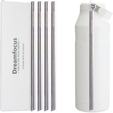 Imagem de Dreamfocus Canudos de metal reutilizáveis de aço inoxidável de substituição para Stanley IceFlow Aerolight Flip Straw 2.0 Garrafa 1,5 g Pacote com 4