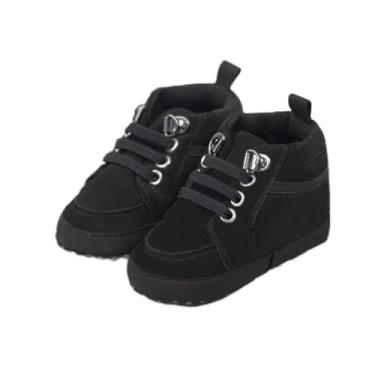 Imagem de Mocassins para bebês meninos meninas clássico casamento Brogue Oxford sapatos sociais primeiros passos caminhada sapato de berço preguiçoso, A04/preto, 12-18 Months Toddler