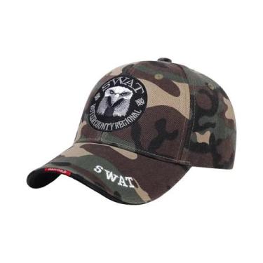 Imagem de Boné Militar Bordado Preto Eagle Swat - Snapback Tático Masculino e Fe
