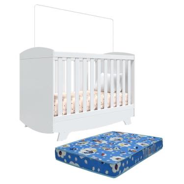 Imagem de Berço Americano Cris Retrô 3 Em 1 Branco Brilho Com Colchão Baby Physical - Móveis Peroba