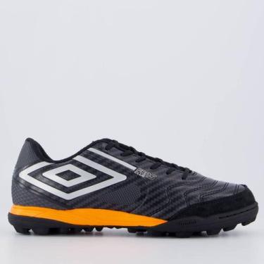 Imagem de Chuteira Umbro Pro 5 Bump Club Society Preta e Laranja, 41