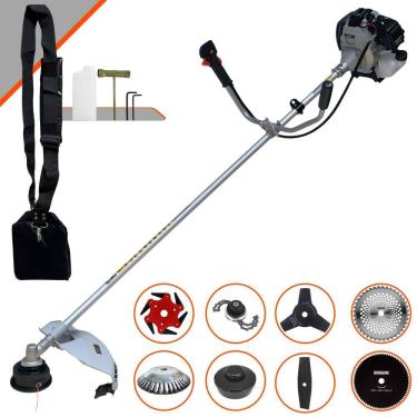 Imagem de Roçadeira Profissional Toyama TBC43H 43cc 2T 1,7HP Com Carretel + Facas 2 Pontas, 3 Pontas, 6 Pontas, 40 Dentes, 80 Dentes, Trimmer e Escova de Aço