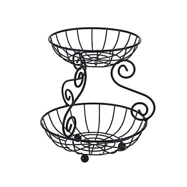 Imagem de Cesto de bancada de frutas e legumes, cesta de armazenamento, bandeja de prato de frutas, tigela de cozinha, suporte de bolo de metal, suporte decorativo para sobremesa, recipiente de lanche