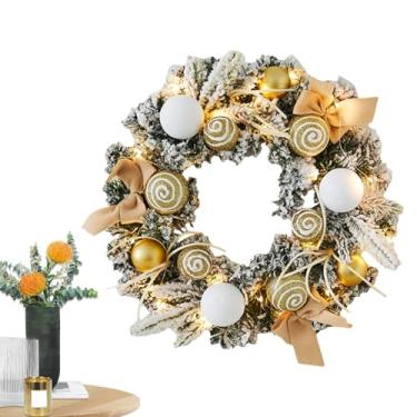 Imagem de Decorações de guirlanda com luz – guirlanda de Natal para porta da frente | Guirlanda iluminada de 29 cm para atividades, cozinha, inverno, parede, exterior, casa, manto interno e feriado