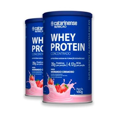 Imagem de Kit 2 Whey Protein Concentrado Catarinense 450g Morango