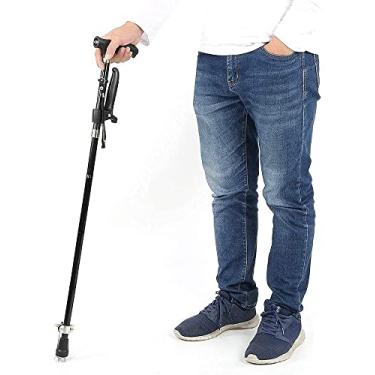 Imagem de LXPYMXDP Bengala dobrável ajustável, bengala para idosos, bengala de caminhada dobrável com luz, adequada para caminhantes idosos