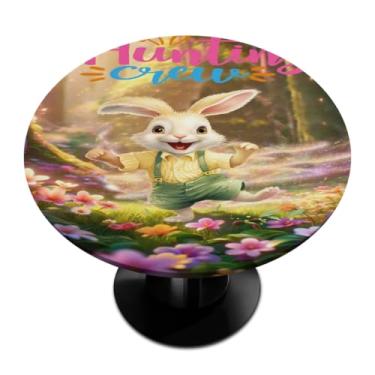 Imagem de hongjinglin Toalha de mesa redonda com borda elástica de Páscoa, toalha de mesa redonda limpável para ambientes internos e externos, pátio, jantar, cozinha, festival, decoração para mesas de 114 a 127