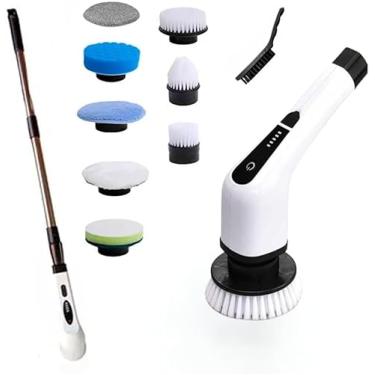 Imagem de Escova Elétrica Rotativa Multifuncional 7 em 1, Limpeza Sem Fio com Alça de Extensão, USB Recarregável