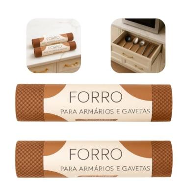 Imagem de Kit 2 Unidades Forro Protetor para Gaveta de Cozinha Antiderrapante Armario Prateleira Multiuso Dispensa Lavável Recortável Casa Garagem Banheiro Geladeira Fácil de Limpar Mesa (Marrom Claro)