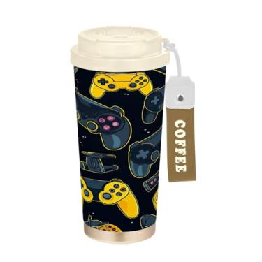 Imagem de Blueangle Caneca de café com isolamento térmico para controle de videogame colorido - copo de aço inoxidável à prova de derramamento e vazamento para acampamento e ar livre, garrafa de água