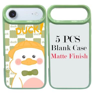 Imagem de JUSTRY 5 conjuntos de capas de telefone em branco de sublimação para iPhone iPhone Air, 2 em 1 2D DIY TPU capa móvel em branco capa de borracha macia + inserções foscas, fácil de sublimar