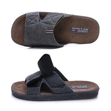 Imagem de CORIFEI Chinelos masculinos ajustáveis para casa com suporte de arco, slip-on cruzado marca aberta antiderrapante confortável para ambientes internos externos, Cinza escuro, 8