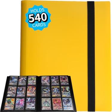 Imagem de 540 Cards Trading Card Binder – 9 Pocket Card Album with 30 Pages, Side Loading Card Holder Book Fits Pokémon, MTG, TCG, YuGiOh, Sports & Standard Size Cards (Yellow)