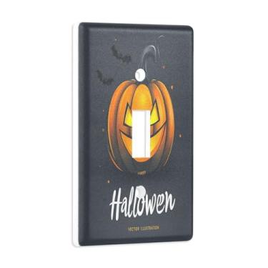 Imagem de Blueangle Capa para placa de parede para interruptor de luz - Happy Halloween Pumpkin Light Switch Cover Decorativa Placa de Parede, Tamanho 1 - Gangue 4,53 x 2,76 polegadas (535)