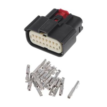 Imagem de Hihaha Plugue de soquete de farol de carro de 16 pinos para Ford Mondeo/conector de cabo de fiação fêmea interno/impermeável série de 1,5 mm/1 conjunto preto
