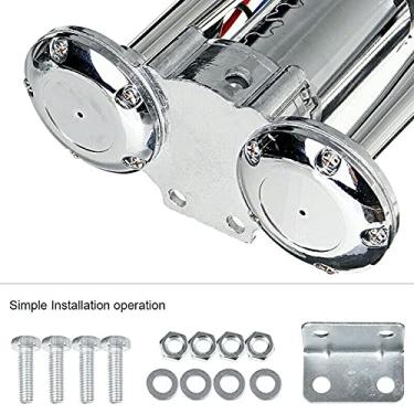 Imagem de Semme Kit de Buzina de Ar Dupla, 12v, 600db, Alto Decibéis, Trompete Elétrica, para Caminhões Grandes, ônibus, Aço Inoxidável, Cromado, Zinco