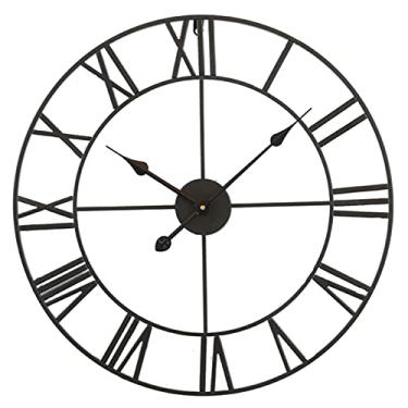 Imagem de Relógio de Parede Mudo Ferro Forjado Estilo Europeu Decoração Sala Estar Retrô com Números Romanos Ponteiro Metal Silenc