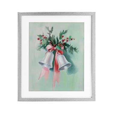Imagem de Stupell Industries "Festive Silver Bells", impressão emoldurada sob vidro, cinza, 13 x 16