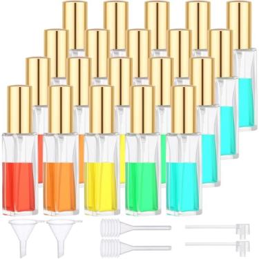 Imagem de Segbeauty 20 peças de atomizador de perfume de viagem de 9,6 g recarregável, mini frasco de spray de perfume de vidro, pulverizador de colônia de viagem a granel de 10 ml com ferramenta de