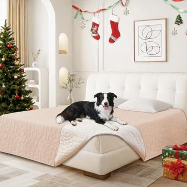 Imagem de CYCMACO Cobertor impermeável para cães, capa de cama macia antiderrapante, lavável para cães, protege sofá, móveis, caixa, carro, cobertor resistente a vazamentos (203 x 203 cm, bege)