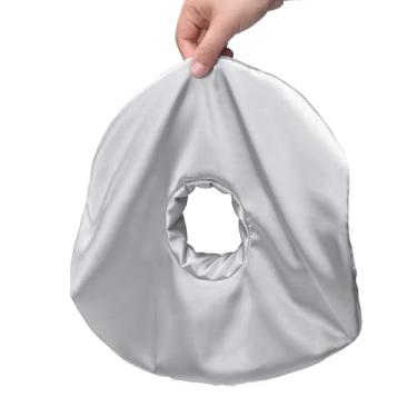 Imagem de Babyezz Fronha para piercing de orelha, capa removível macia de cetim para travesseiros laterais em forma de O, hipoalergênica e fácil de cuidar para orelha perfurada e alívio CNH (fronha - seda cinza