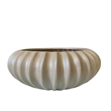 Imagem de Vaso centro de mesa cerâmica cáqui arranjos florais ikebana