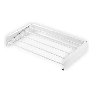 Imagem de Varal retratil de Parede Retrátil Sanfonado 5 Hastes 80cm em Alumínio, Invisível Branco, Varal Sanfonado Alumínio 80cm, Para varal retratil teto, Roupa Apartamento Lugar Pequeno (100cm)