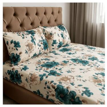 Imagem de Jogo Lençol Queen Size 3 Peças Estampado 150 fios C/Elástico e Fronha c/zíper Cama Box(Modelo - 8)