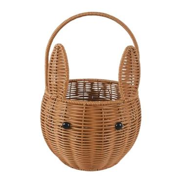 Imagem de ＫＬＫＣＭＳ Cesto de armazenamento portátil para lanches, piqueniques e outras ocasiões. Cestas artesanais em formato de animais com alça para prateleiras e, L