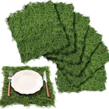 Imagem de Zeyune 6 peças de caminho de mesa de musgo falso para artesanato rolo de folha de musgo artificial cobertor impermeável para parede telhado jardim decoração de festa de casamento (11,8 x 11,8