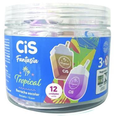 Imagem de Borracha Escolar CIS Fantasia Tropical, Formato divertido, Pote com 12 Unidades
