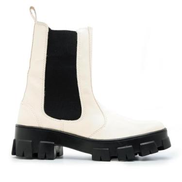 Imagem de Bota Feminina Chelsea Tratorada Lançamento - San Lorenzo, Off white, 3