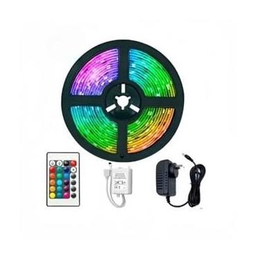 Imagem de Fita LED RGB 3528 5 Metros com Controle Remoto e Fonte – Fita de Led Colorida para Decoração, Iluminação Ambiente e Festas(Apena Fonte)