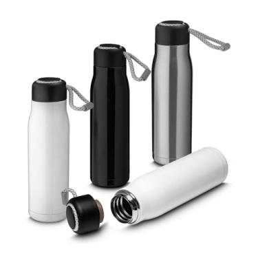 Imagem de Garrafa Térmica de 550ml com Parede Dupla e Alça Prata – Prático, Funcional e Ideal para o Dia a Dia