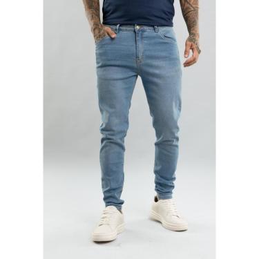 Imagem de Calça Jeans Masculina Skinny Lavagem Clara com Elastano-Masculino