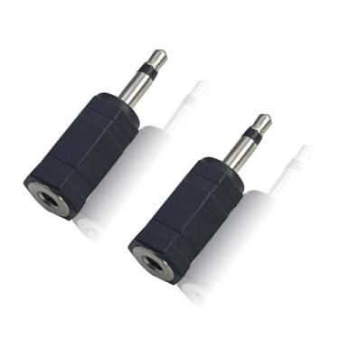 Imagem de MICMXMO Pacote com 2 plugues mono de 3,5 mm para adaptador de plugue estéreo de 3,5 mm, plugue macho mono de 1/20.3 cm para conector fêmea estéreo TRS para rádio, fone de ouvido, rádio amador, scanner