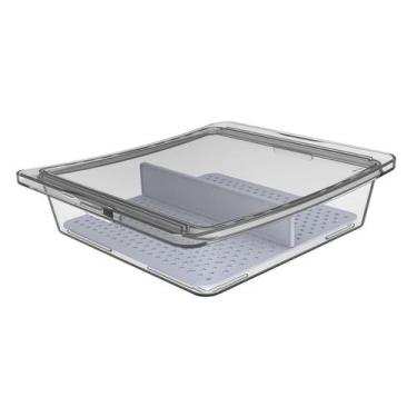 Imagem de Travessa Quadrada Hermética 1,9L Crippa com Tampa e Divisória Porta Fr