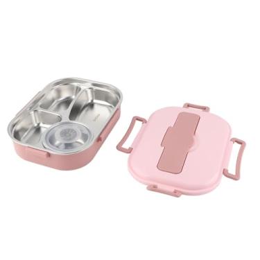 Imagem de Zerodis Caixa de Aço Inoxidável Com 4 Grades, Recipiente de Almoço Portátil Azul Com Tigela de Sopa, Armazenamento de Alimentos para Estudantes, Suporte de Refeição para Adultos (Lancheira de