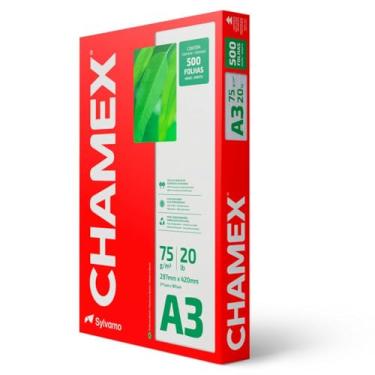 Imagem de Papel Chamex 03071740185, A3 - 297 x 420 mm, Branca, 500 Folhas
