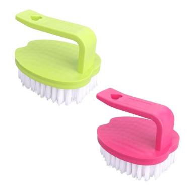 Imagem de 2 Escovas de Limpeza para Vegetais, 8x7x6,5cm em Material PP com Cerdas Rígidas Cabo para Batatas Cenouras e Frutas (Vermelha e Verde)