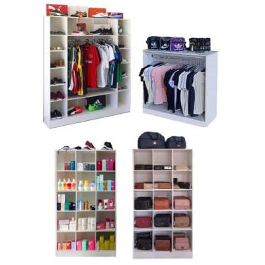 Imagem de Expositores Loja Roupa Colméia Cabideiro Arara 4 peças Magia Móveis