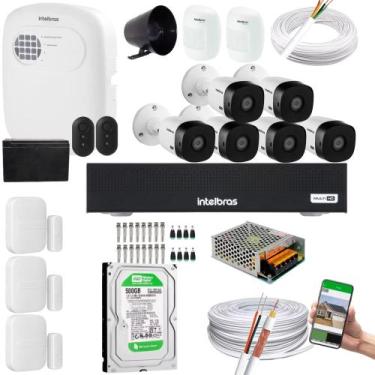 Imagem de Kit Cftv 6 Câmeras 1120B Dvr 1008-C Intelbras + kit Alarme+ivp 2000+xa
