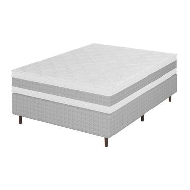 Imagem de Cama Box Casal Umaflex Loreto Branco Com Cinza